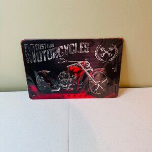 Custom Motorcycles Metal Sign Vintage Look Rusty Look Novelty Sign Wall Art